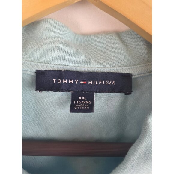 Tommy Hilfiger Womens Polo Golf Shirt Size XXL Light Blue Polka Dot Short Sleeve - Picture 7 of 10